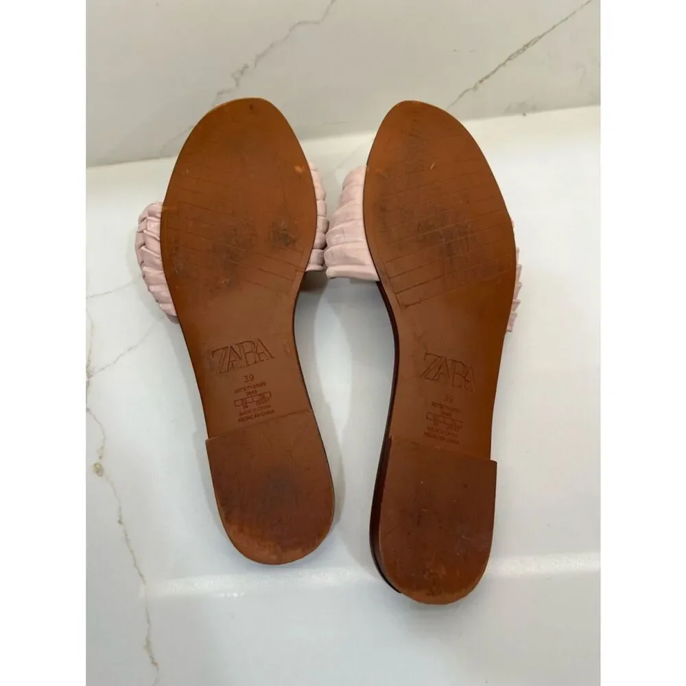 Zara Blush Knotted Ruched Slide Sandals